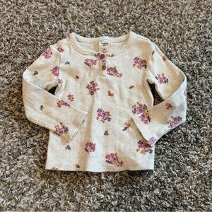 18M Floral Kids Shirt - Cream with Purple Accents